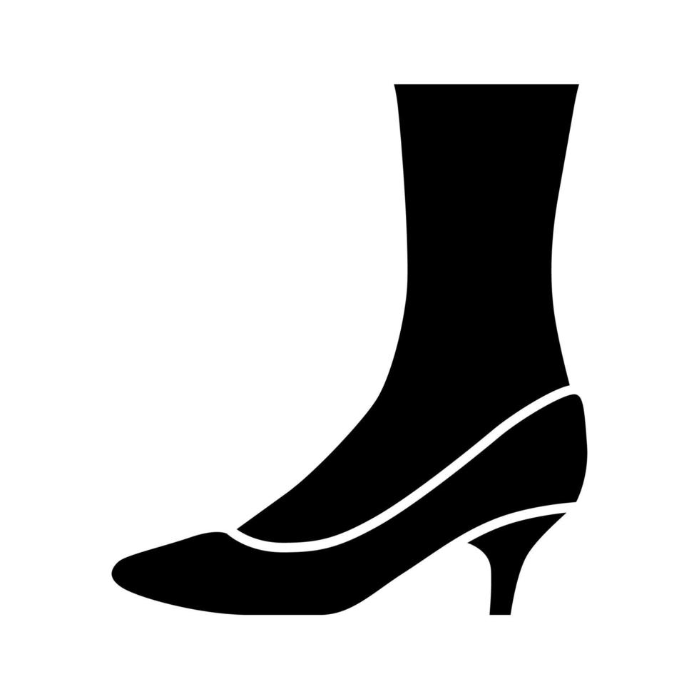 ícone de glifo de sapatos de salto de gatinho. calçado formal elegante de mulher. bombas retrô casuais e formais femininas. acessório de roupa da moda. símbolo de silhueta. espaço negativo. ilustração vetorial isolada vetor
