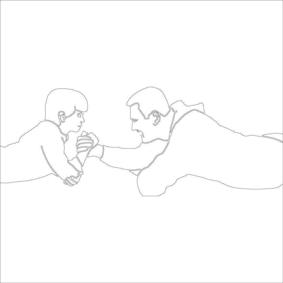 ilustração de contorno de personagem pai e filho no fundo branco. vetor
