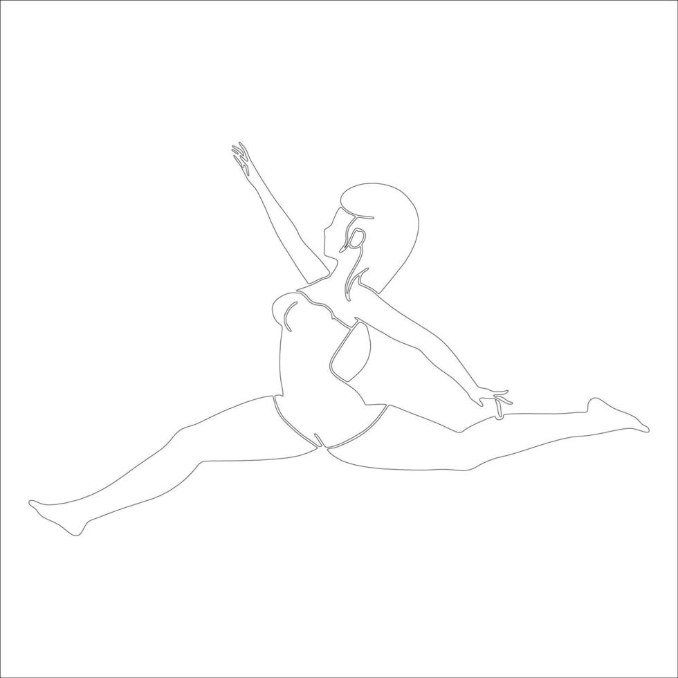 ilustração de contorno de personagem senhora bailarina em fundo branco. vetor