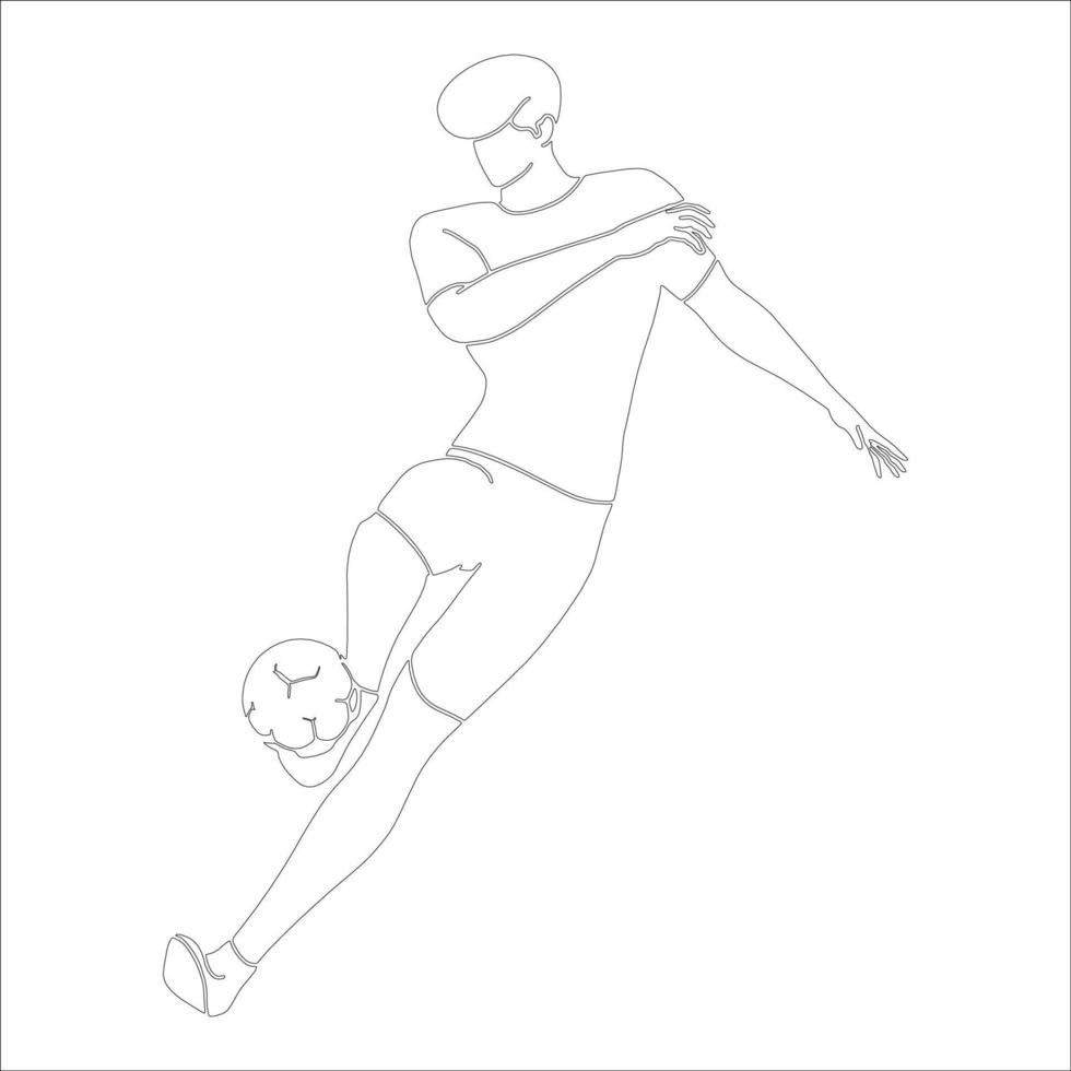 ilustração de contorno de personagem de futebol em fundo branco. vetor