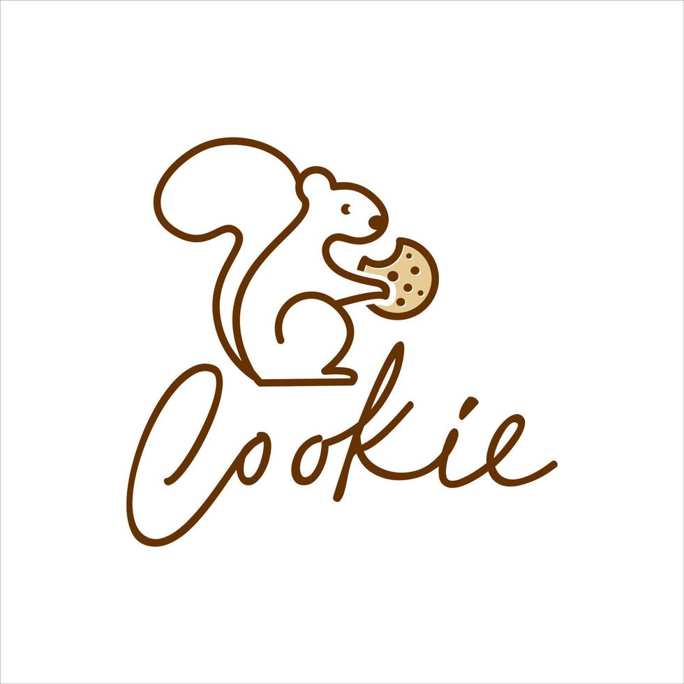 logotipo de negócios de alimentos padaria e loja de biscoitos com ilustração de esquilo vetor