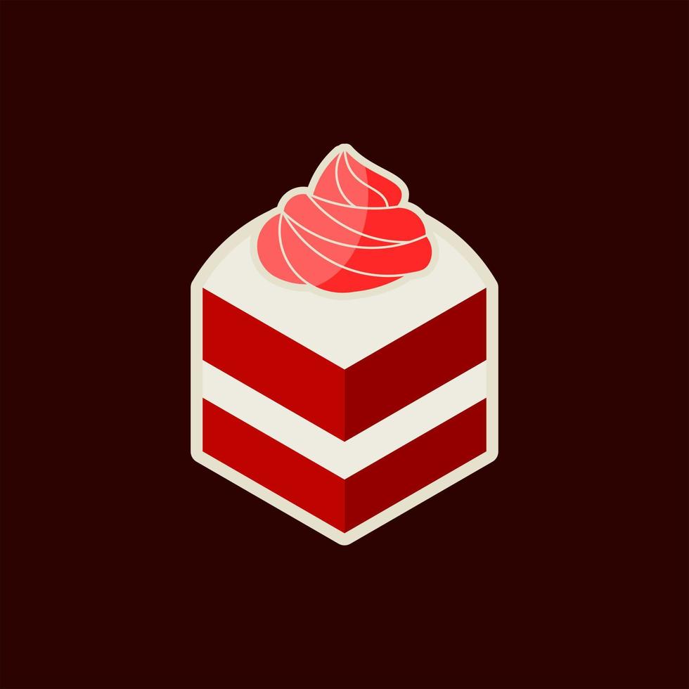 doodle de ilustração de bolo de veludo vermelho fatia vetor