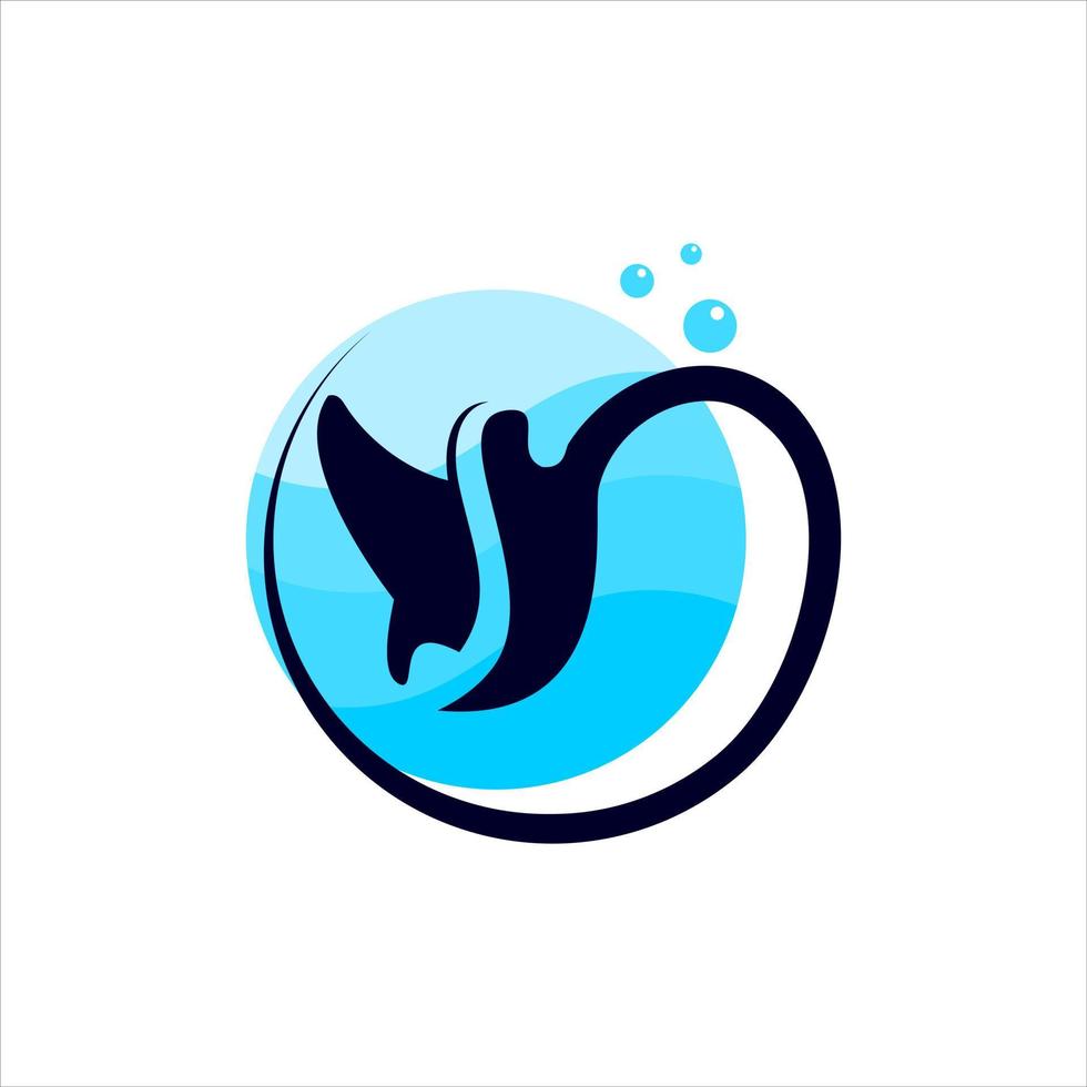 logotipo animal arraia simples vetor azul moderno