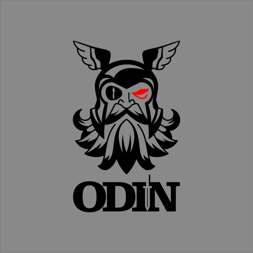 deus odin enfrenta a ilustração de mascote viking vetor