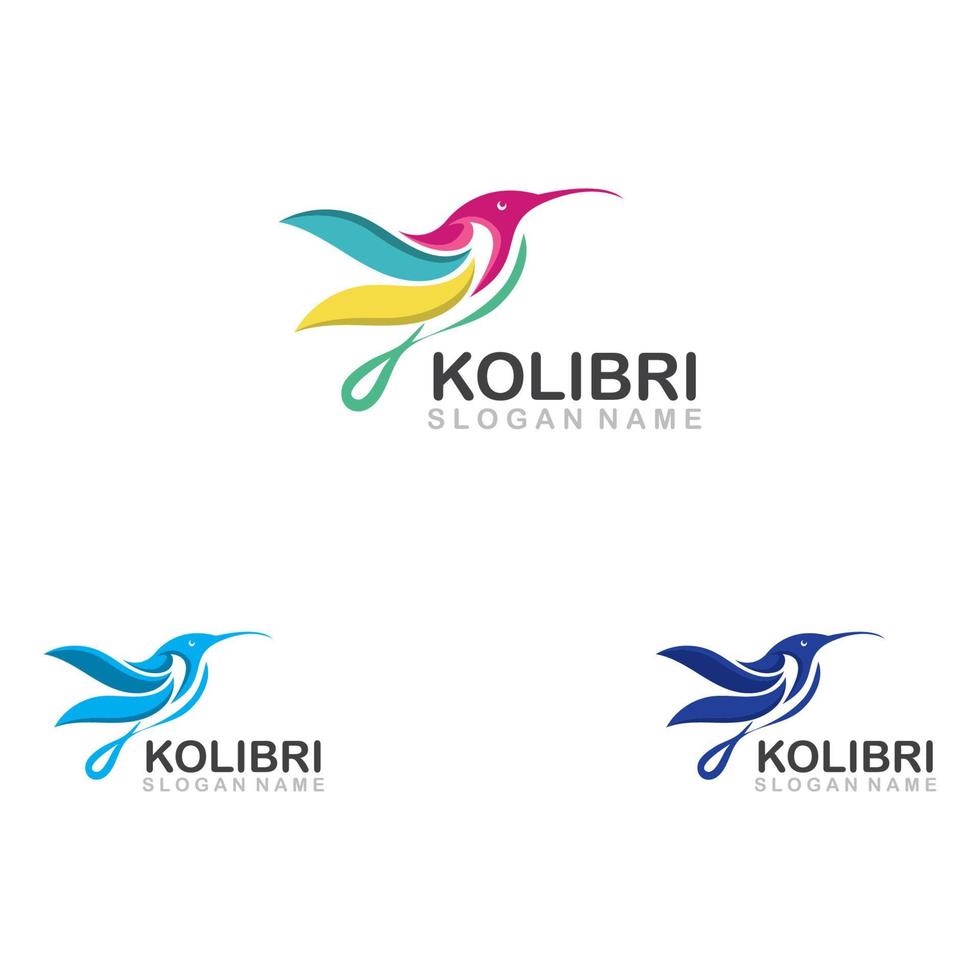 abstrato colorido colibri pássaro logotipo linha contorno monoline vetor