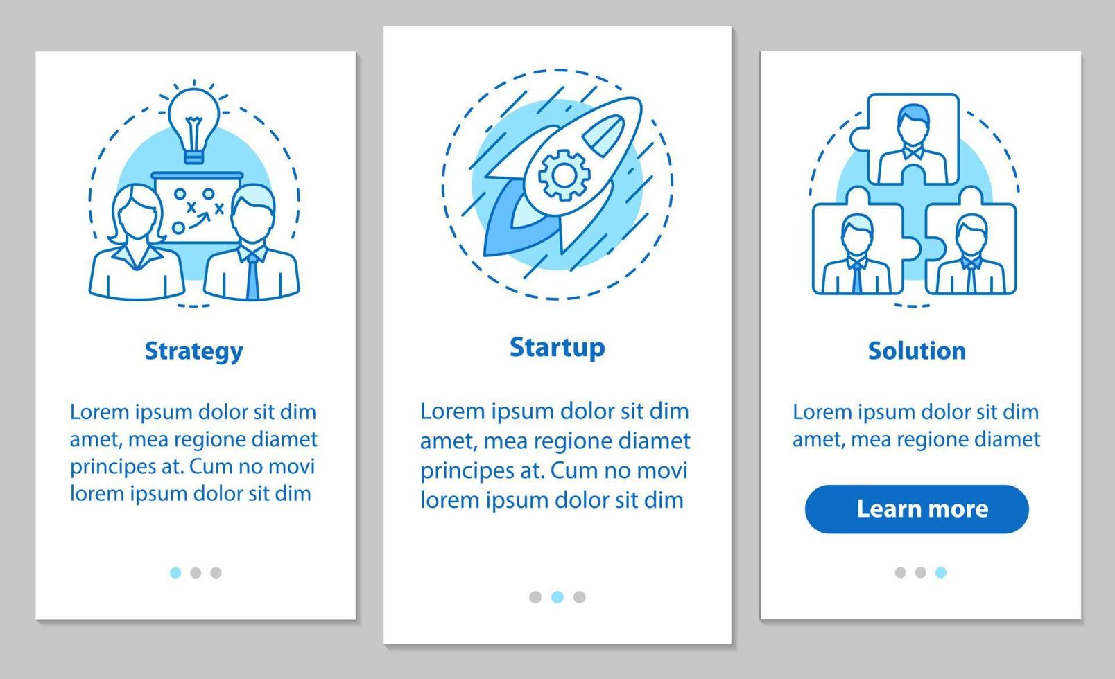 desenvolvimento de negócios integrando a tela da página do aplicativo móvel com conceitos lineares. cooperação e interação. estratégia, inicialização, instruções de etapas da solução. ux, ui, modelo de vetor gui com ilustrações