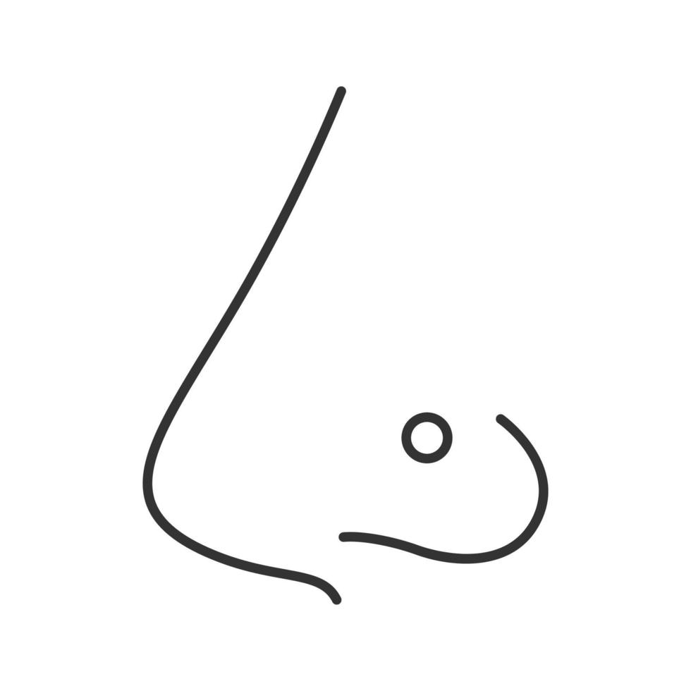 ícone linear de nariz perfurado. piercing de nariz. ilustração de linha fina. perfurante. símbolo de contorno. desenho de contorno isolado de vetor