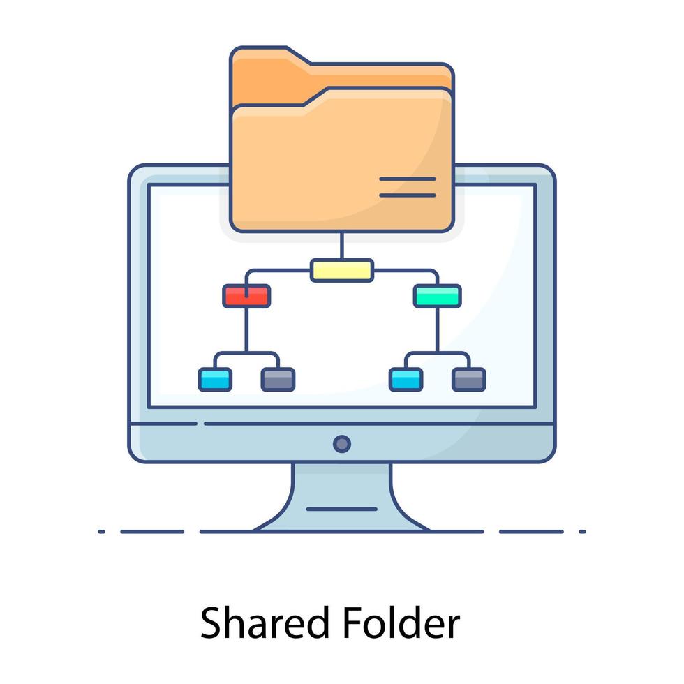 vetor de pasta compartilhada, ícone editável de pasta de dados