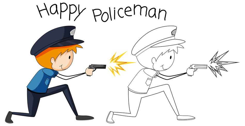 Doodle homem policial gráfico vetor