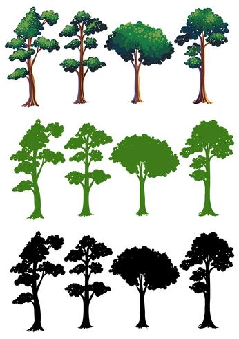 Conjunto de design de árvore diferente vetor