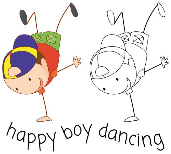 Dança de rua de menino Doodle vetor