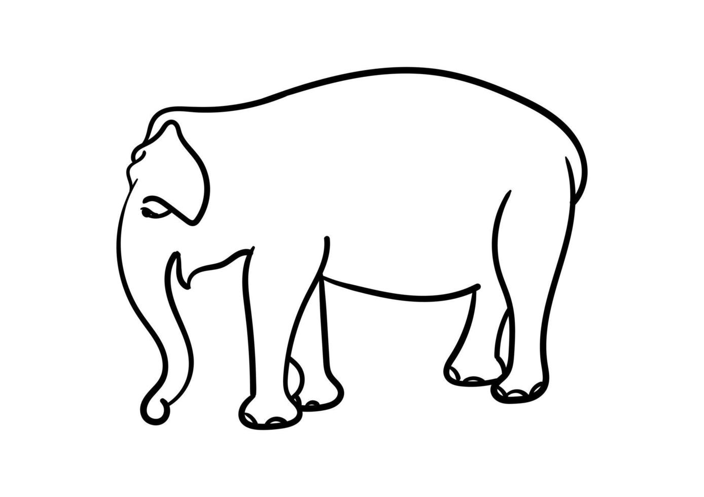 desenho de mão de elefante simples vetor