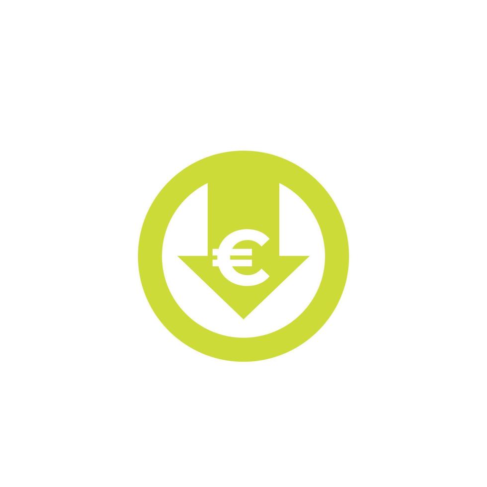 reduzir custos, ícone vetorial com euro vetor