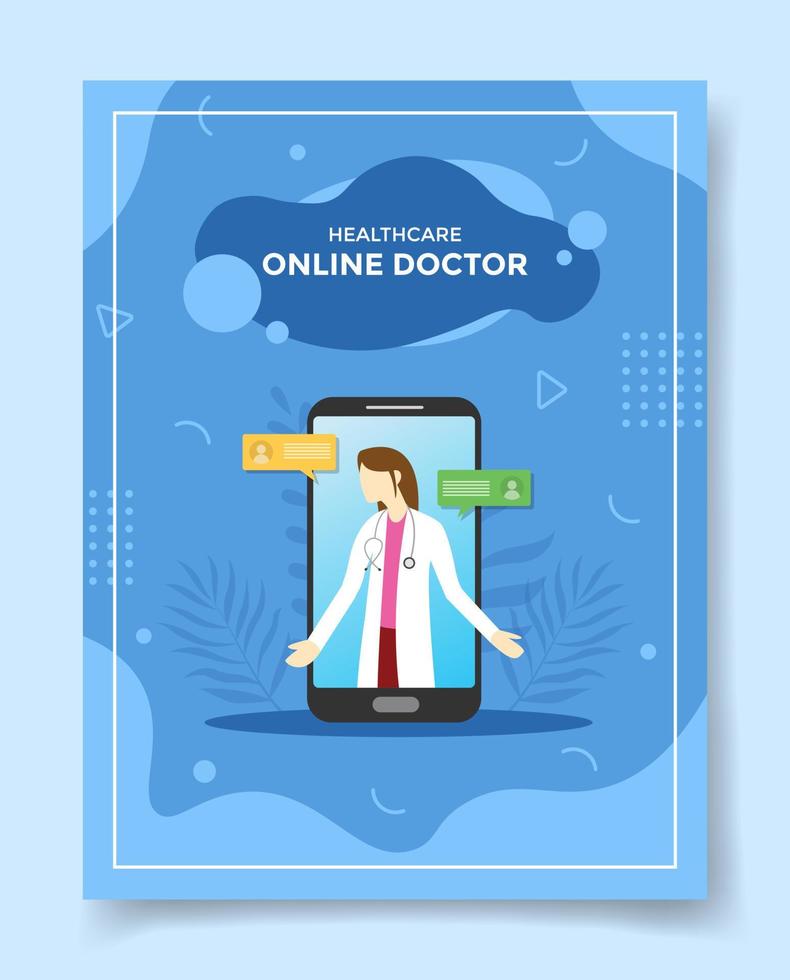 consulta médica on-line para modelo de banners, flyer, livros e capa de revista vetor