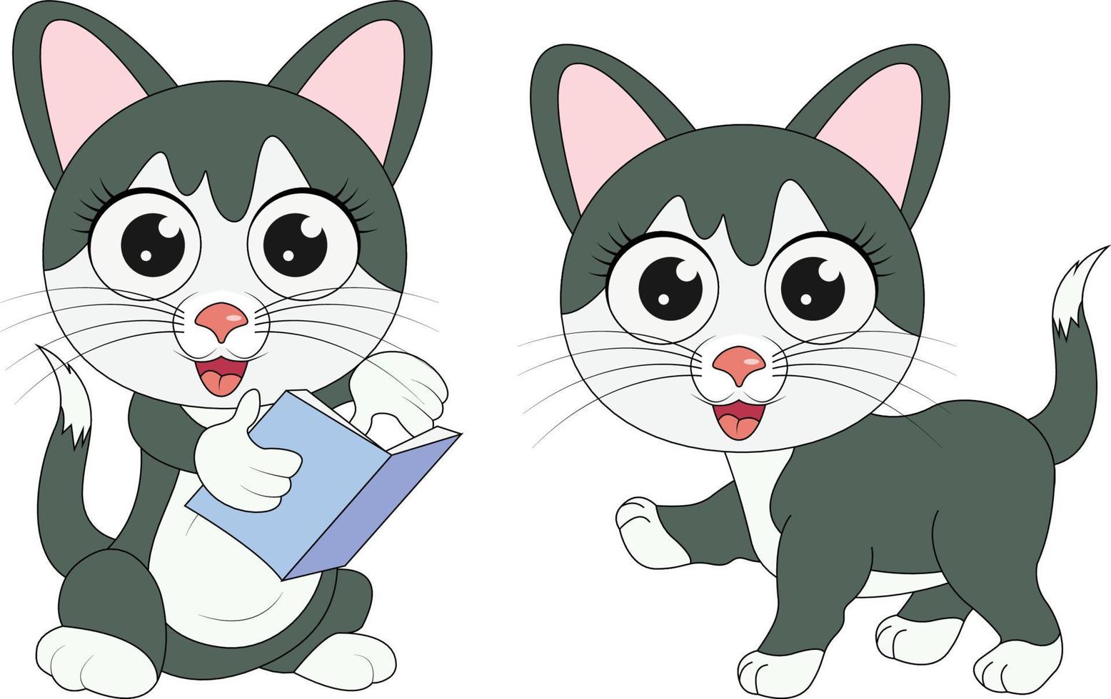 gráfico de vetor de desenhos animados de animais de gato fofo