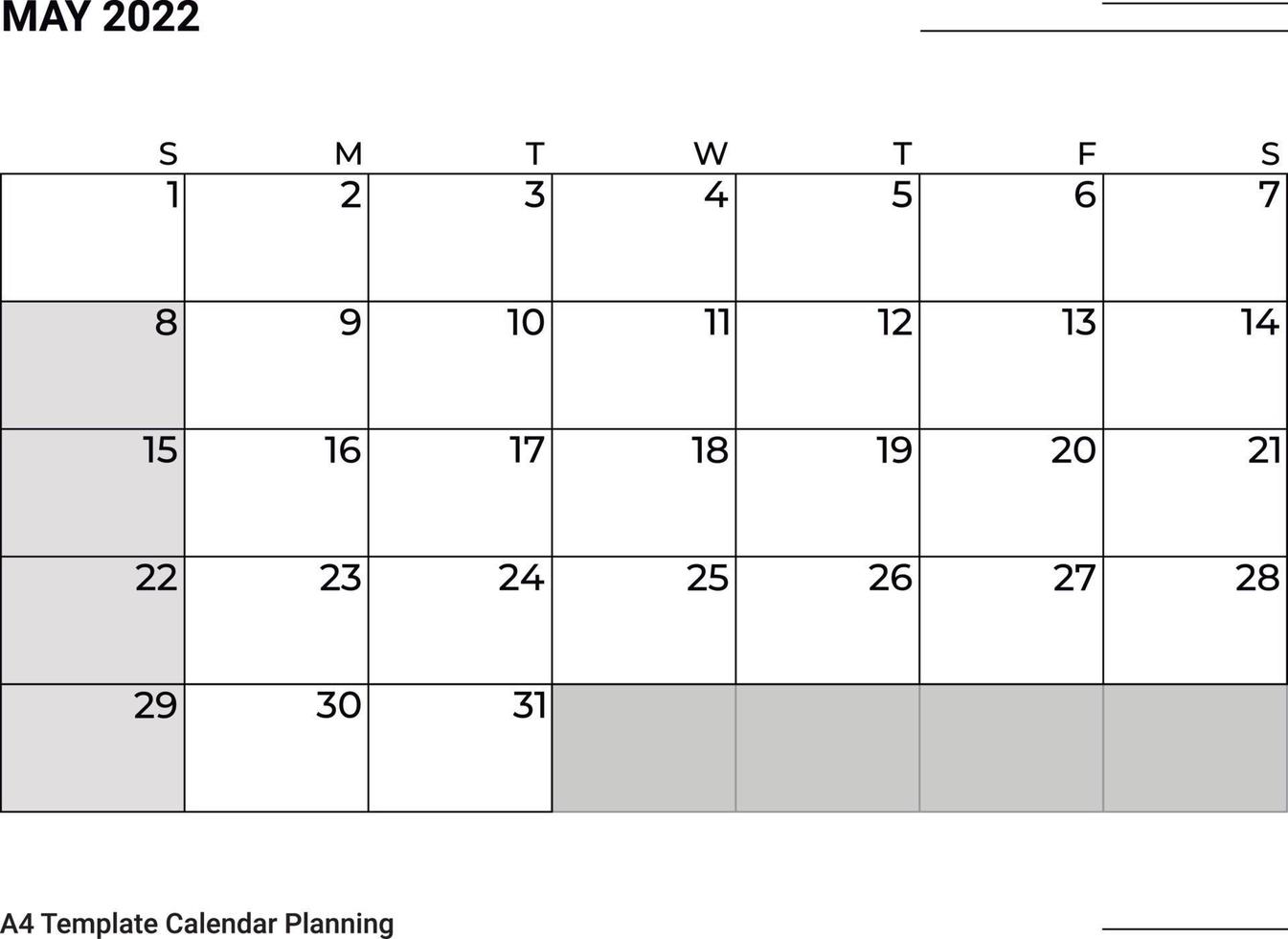 calendário de planejamento de maio de 2022 vetor