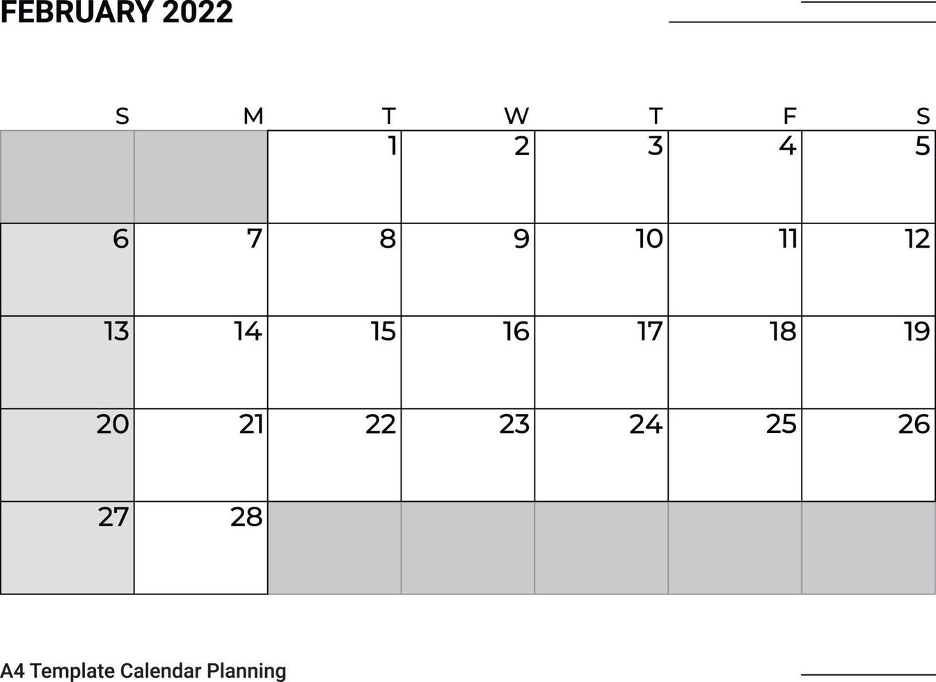 calendário de planejamento de fevereiro de 2022 vetor