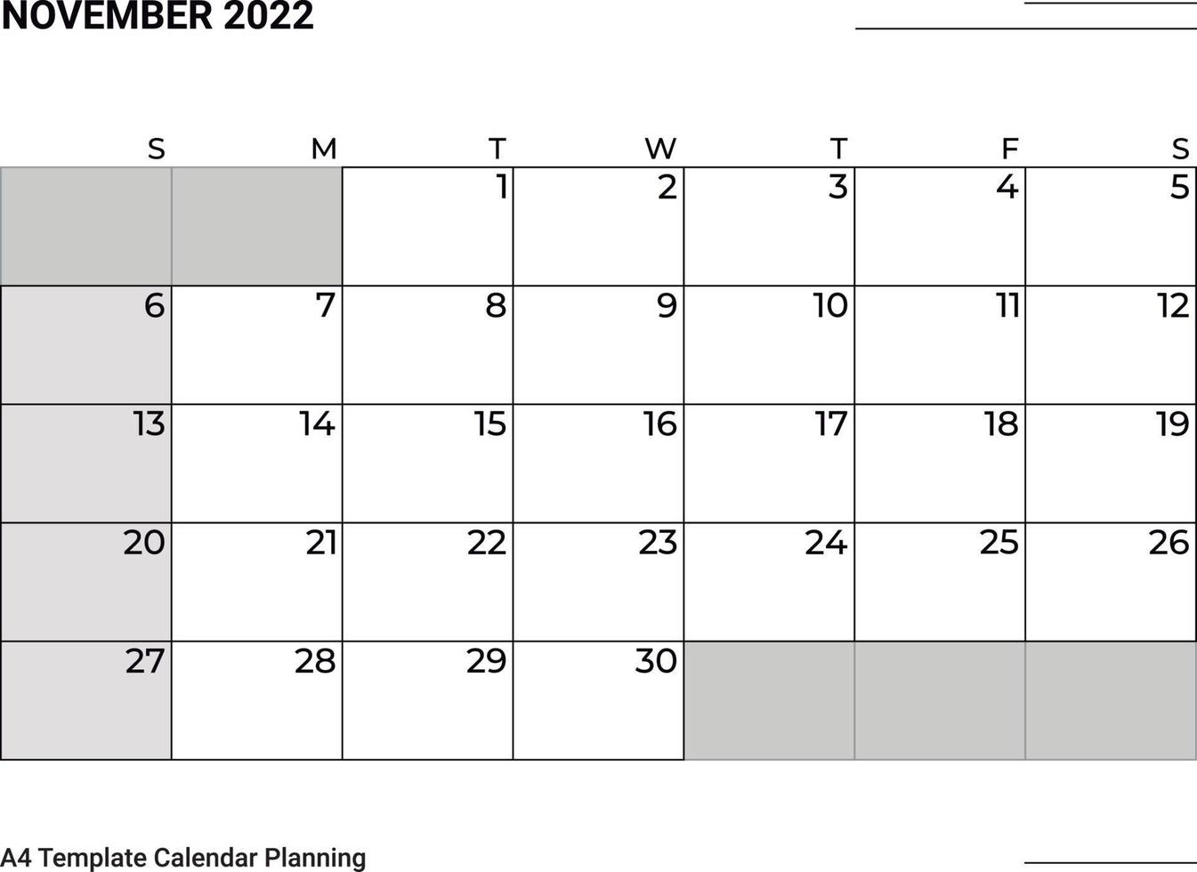 calendário de planejamento de novembro de 2022 vetor