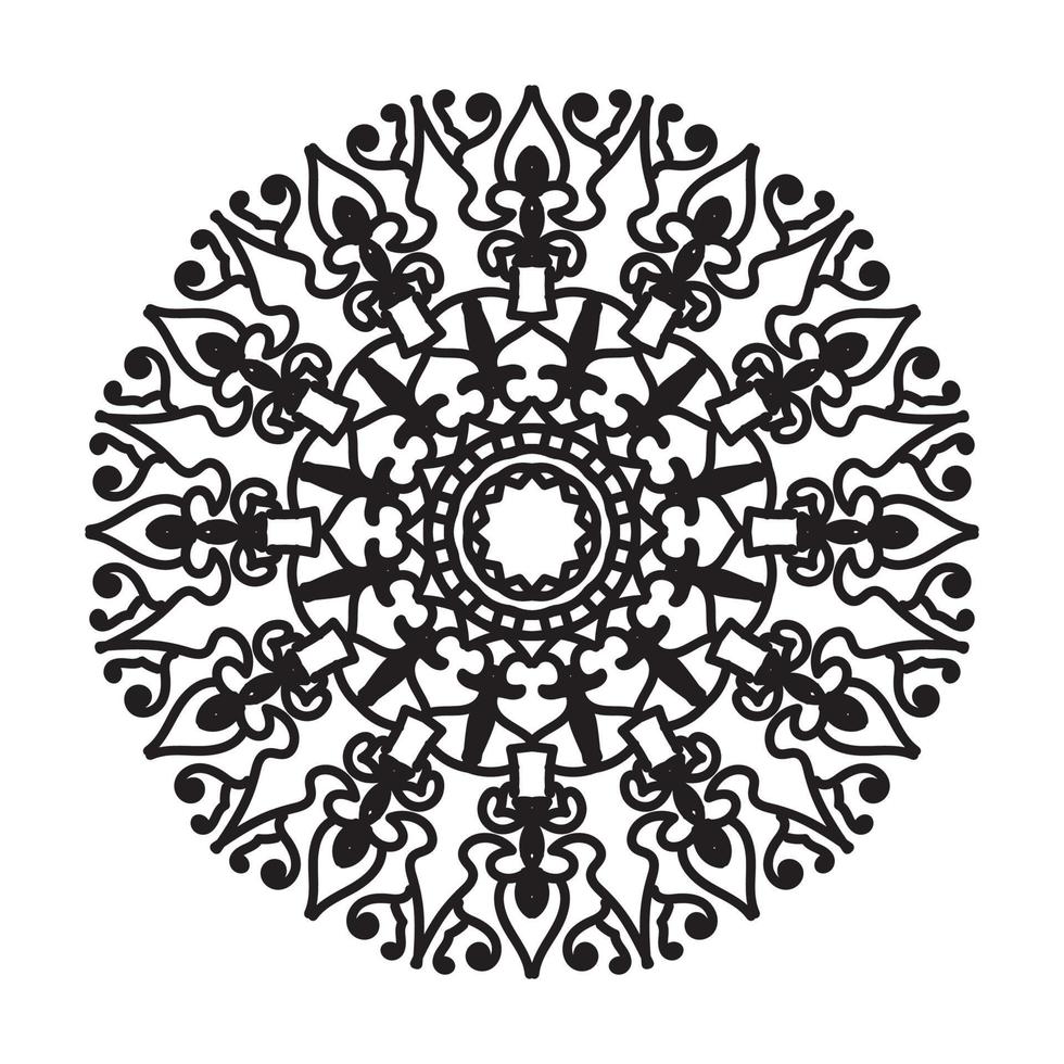 padrão circular em forma de mandala para decoração de tatuagem henna mehndi. ornamento decorativo em estilo étnico oriental. página do livro para colorir. vetor