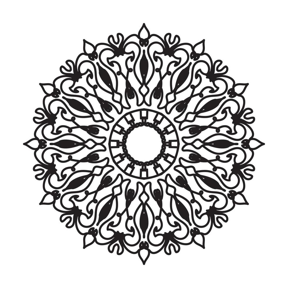 padrão circular em forma de mandala para decoração de tatuagem henna mehndi. ornamento decorativo em estilo étnico oriental. página do livro para colorir. vetor