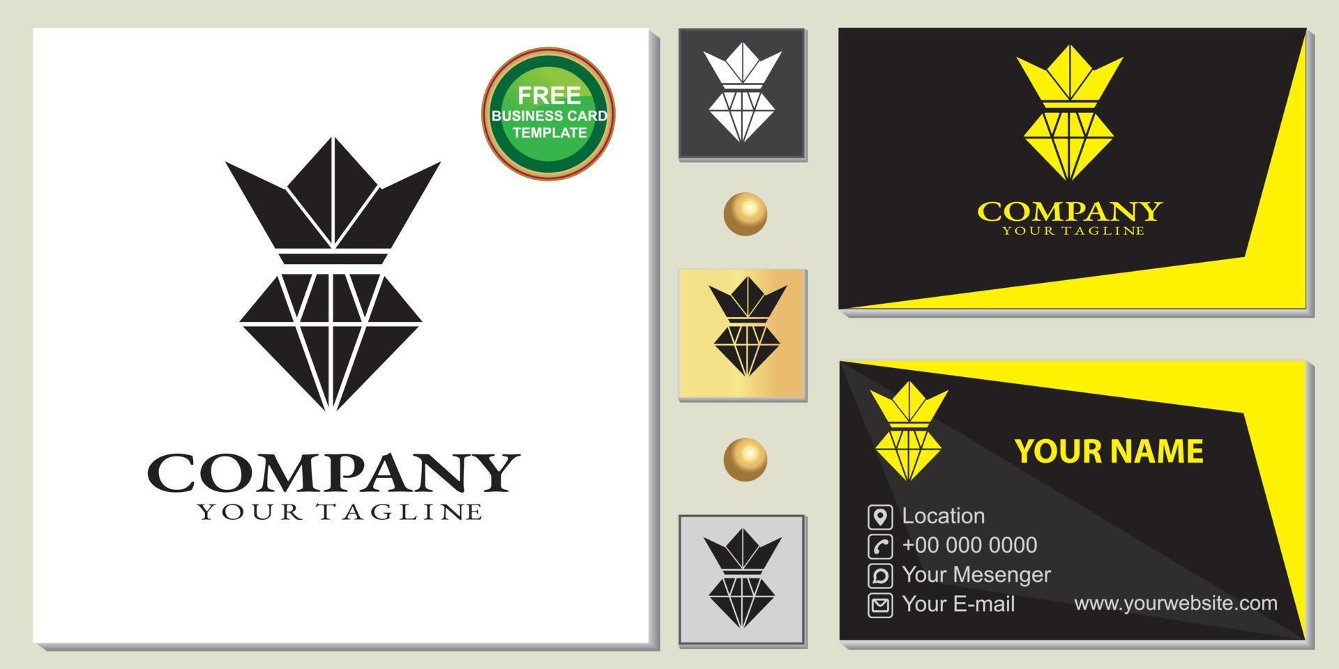 logotipo abstrato rei diamante, modelo de cartão de visita premium simples e gratuito vetor eps 10