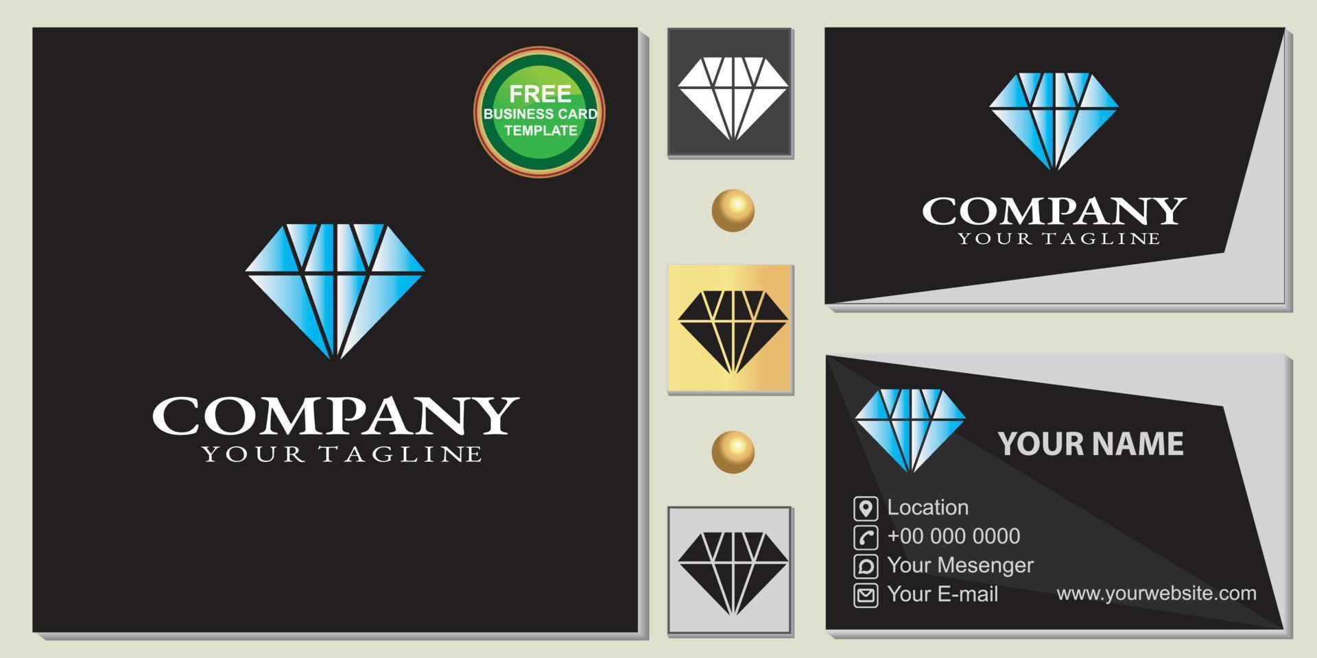 logotipo de diamante de luxo, modelo de cartão de visita premium simples e gratuito vetor eps 10