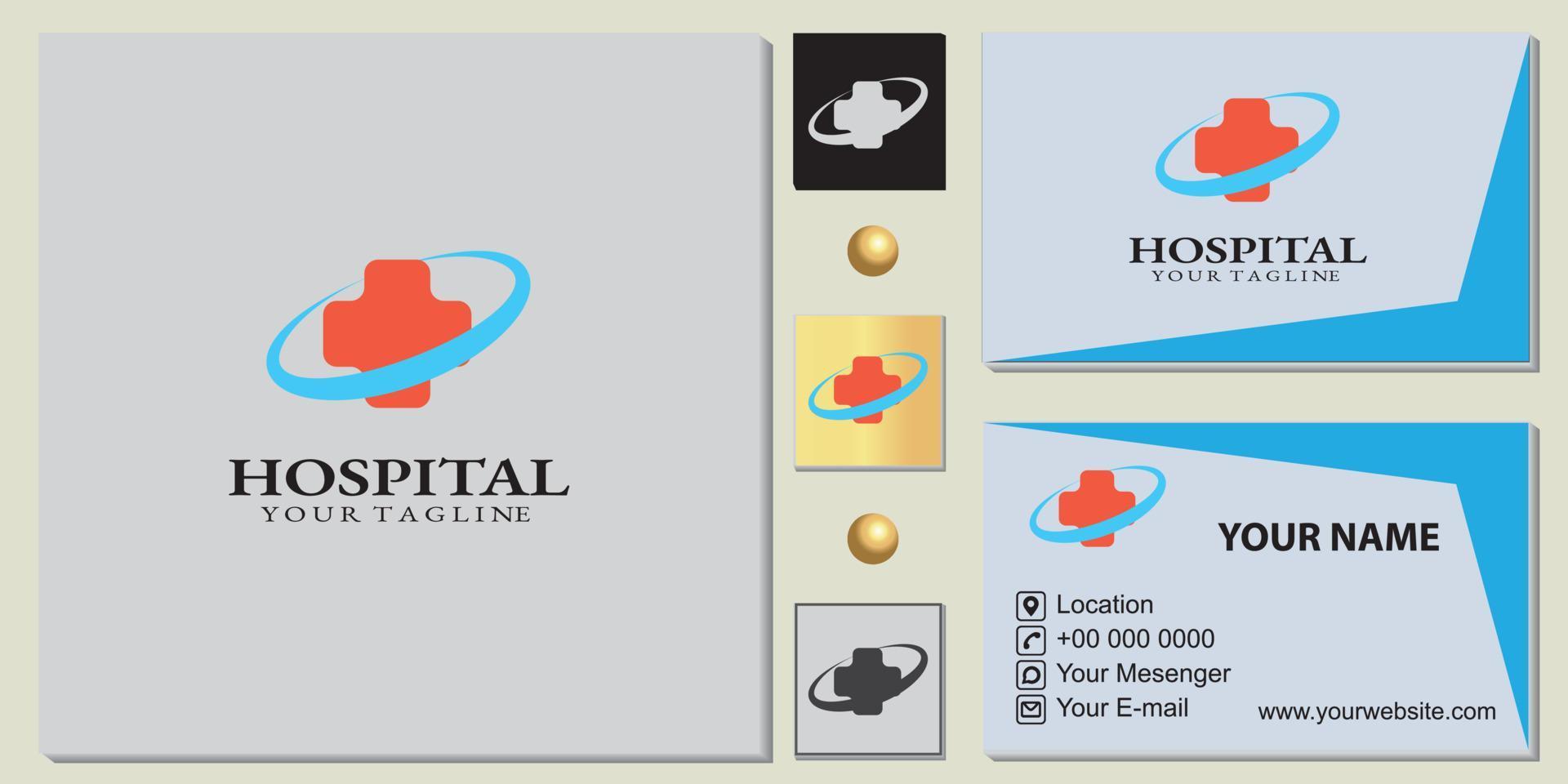 modelo premium de logotipo do hospital com cartão de visita elegante vetor eps 10