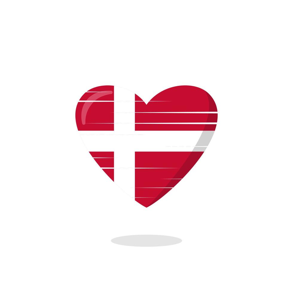 ilustração de amor em forma de bandeira da dinamarca vetor