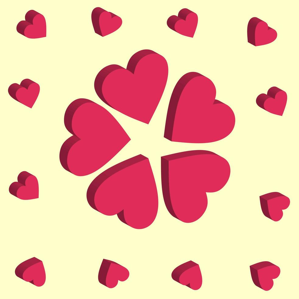 ícone de vetor 3d amor vermelho grande e pequeno, adequado para fundo, papel de parede, pano de fundo e celebração de cartão