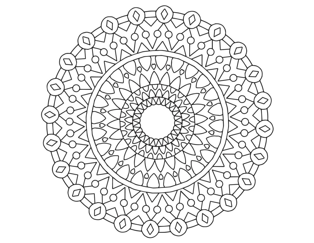 desenho de mandala real preto e branco, tatuagem, ornamentos, tradicional, vintage vetor