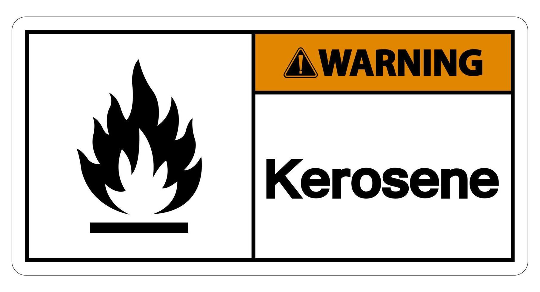sinal de símbolo de querosene de aviso em fundo branco vetor