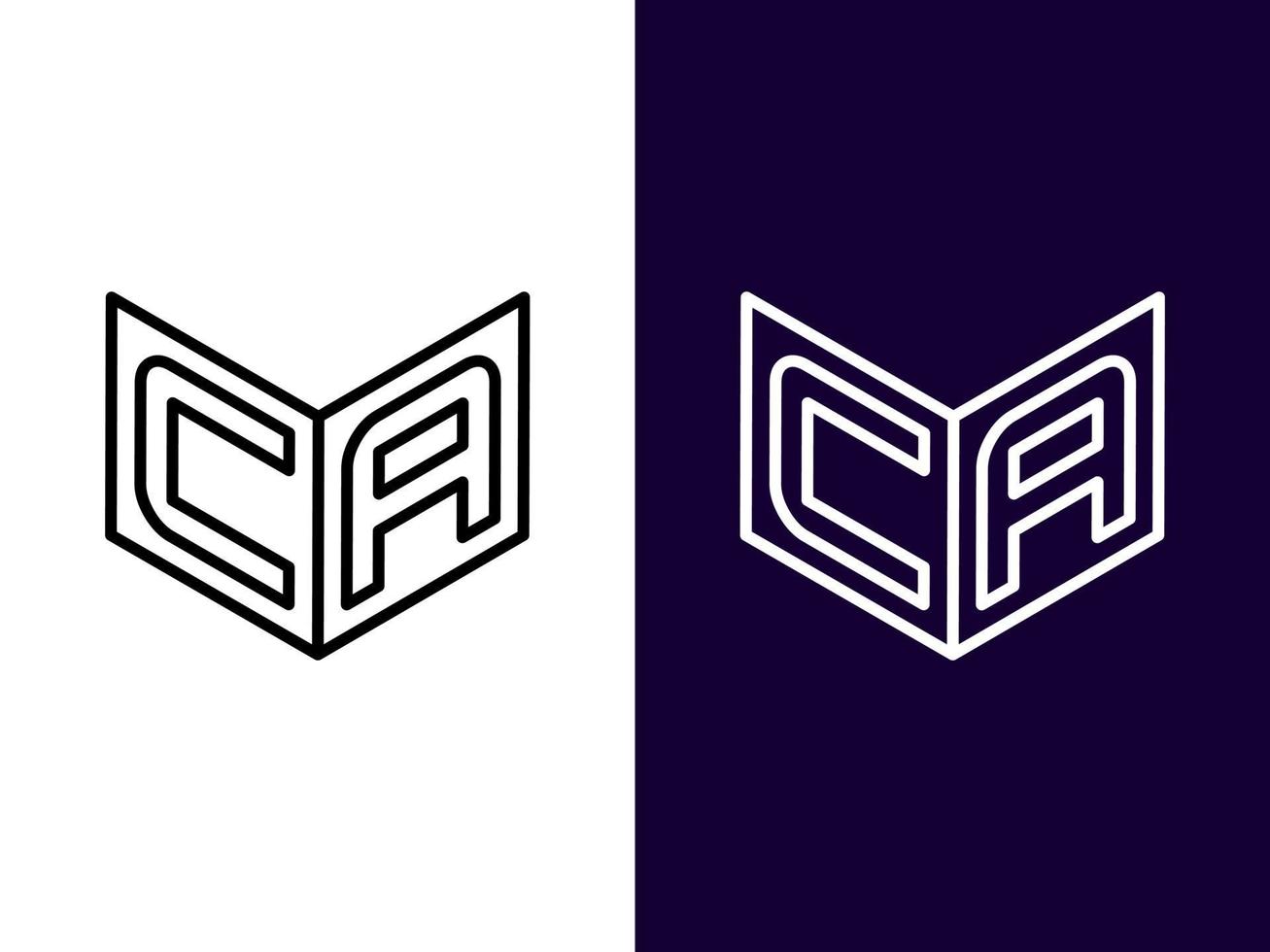 letra inicial ca design de logotipo 3d minimalista e moderno vetor