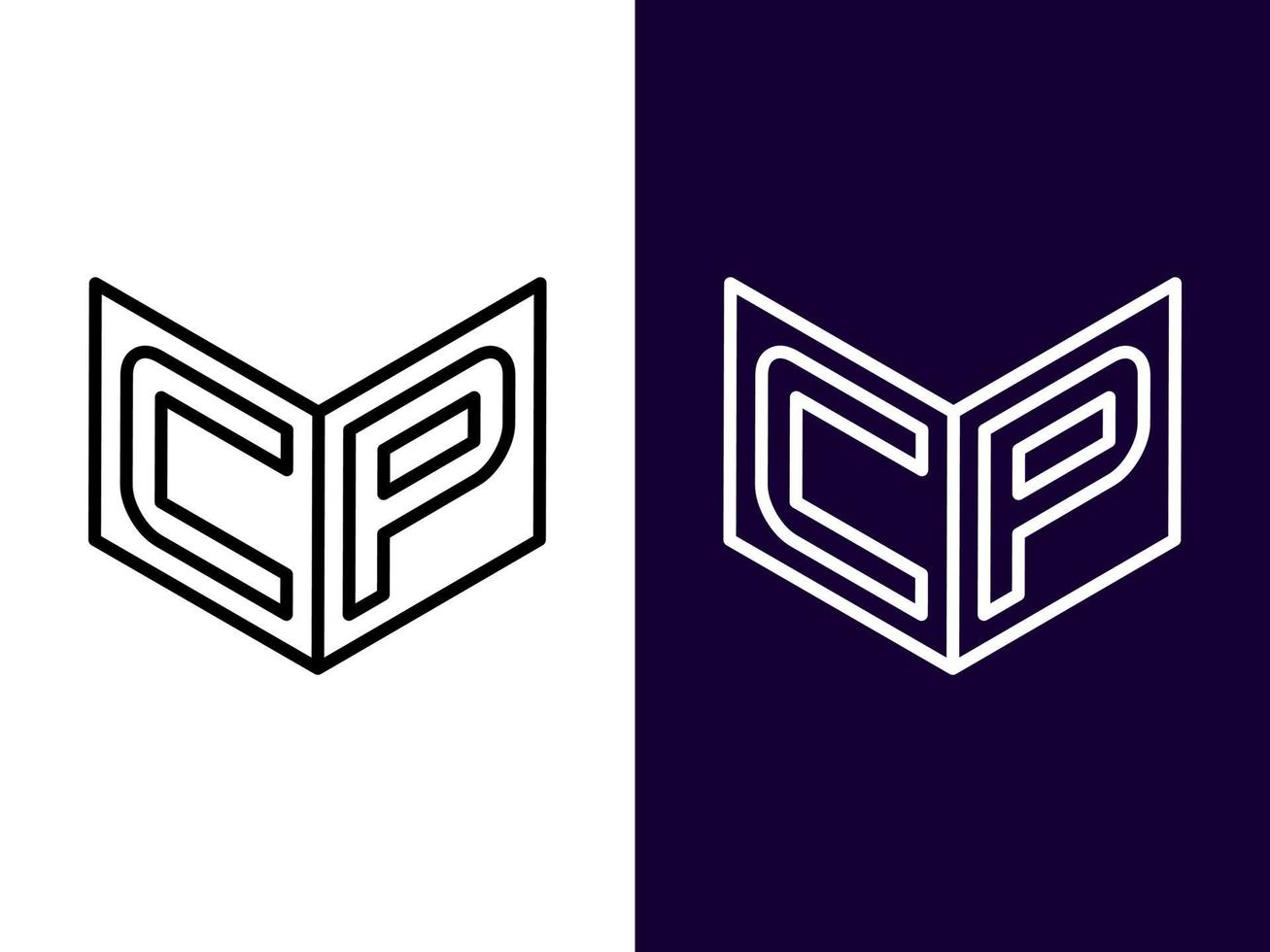 letra inicial cp design de logotipo 3d minimalista e moderno vetor