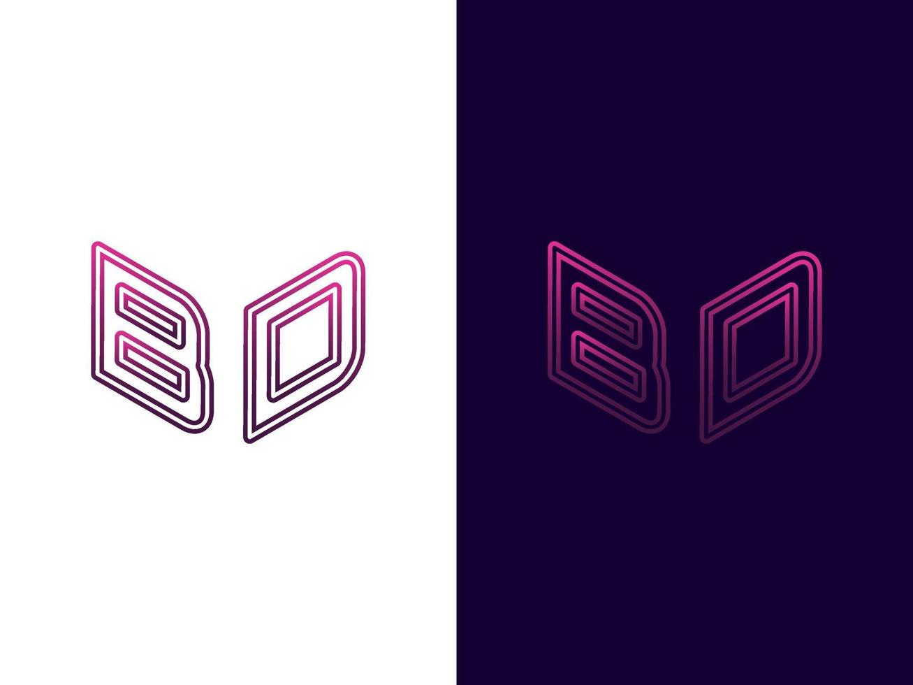 letra inicial bd design de logotipo 3d minimalista e moderno vetor