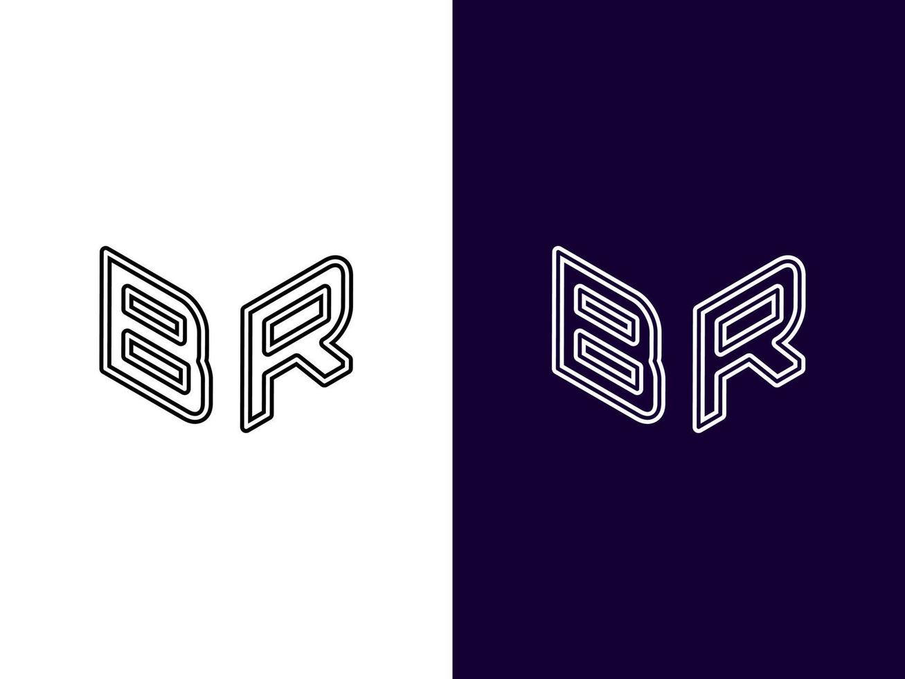 letra inicial br design de logotipo 3d minimalista e moderno vetor