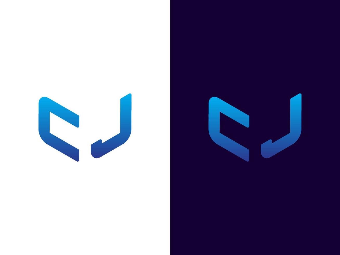 letra inicial cj design de logotipo 3d minimalista e moderno vetor
