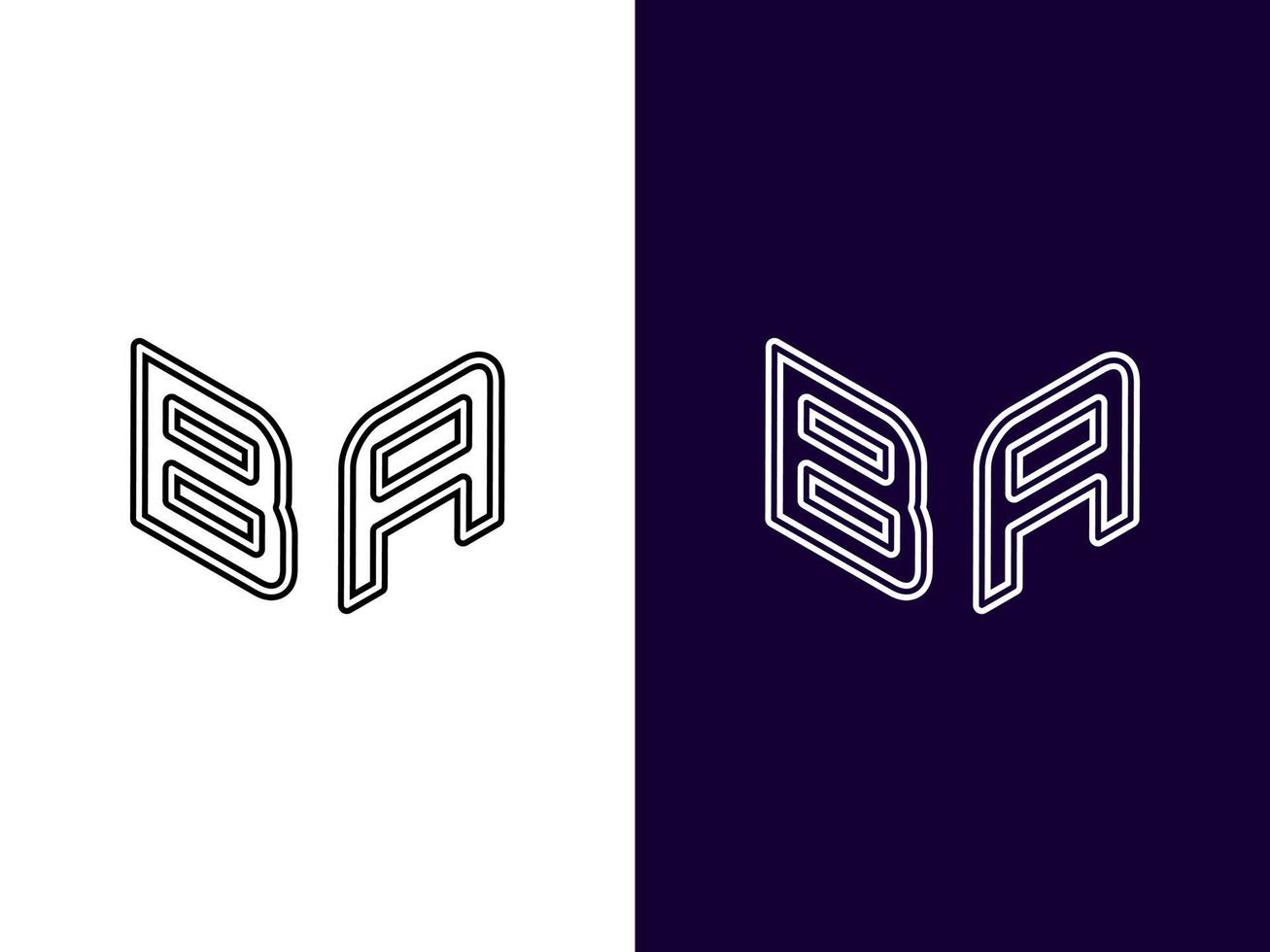 letra inicial ba design de logotipo 3d minimalista e moderno vetor