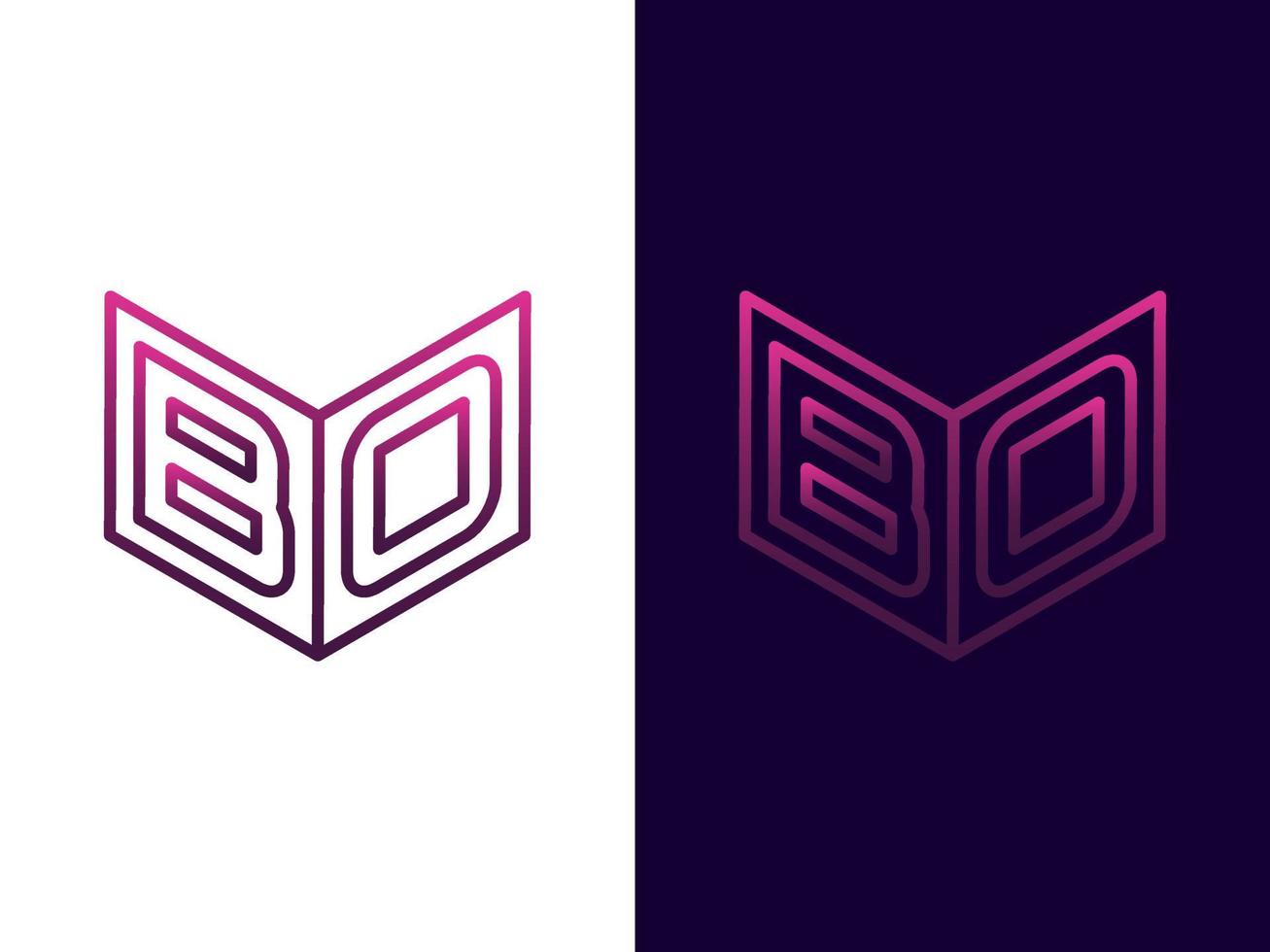 letra inicial bo design de logotipo 3d minimalista e moderno vetor