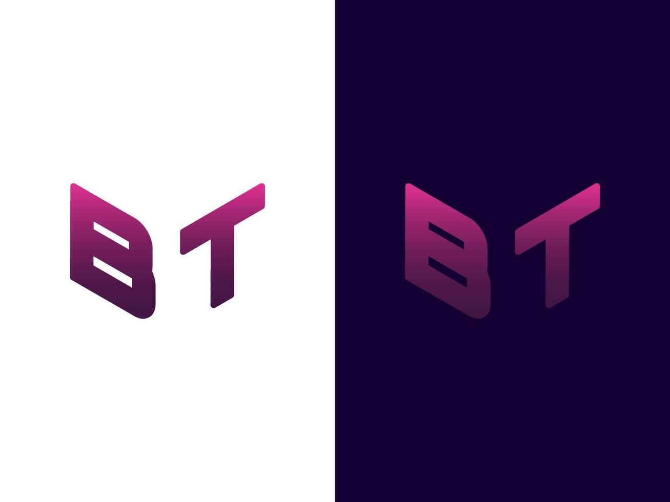 letra inicial bt design de logotipo 3d minimalista e moderno vetor