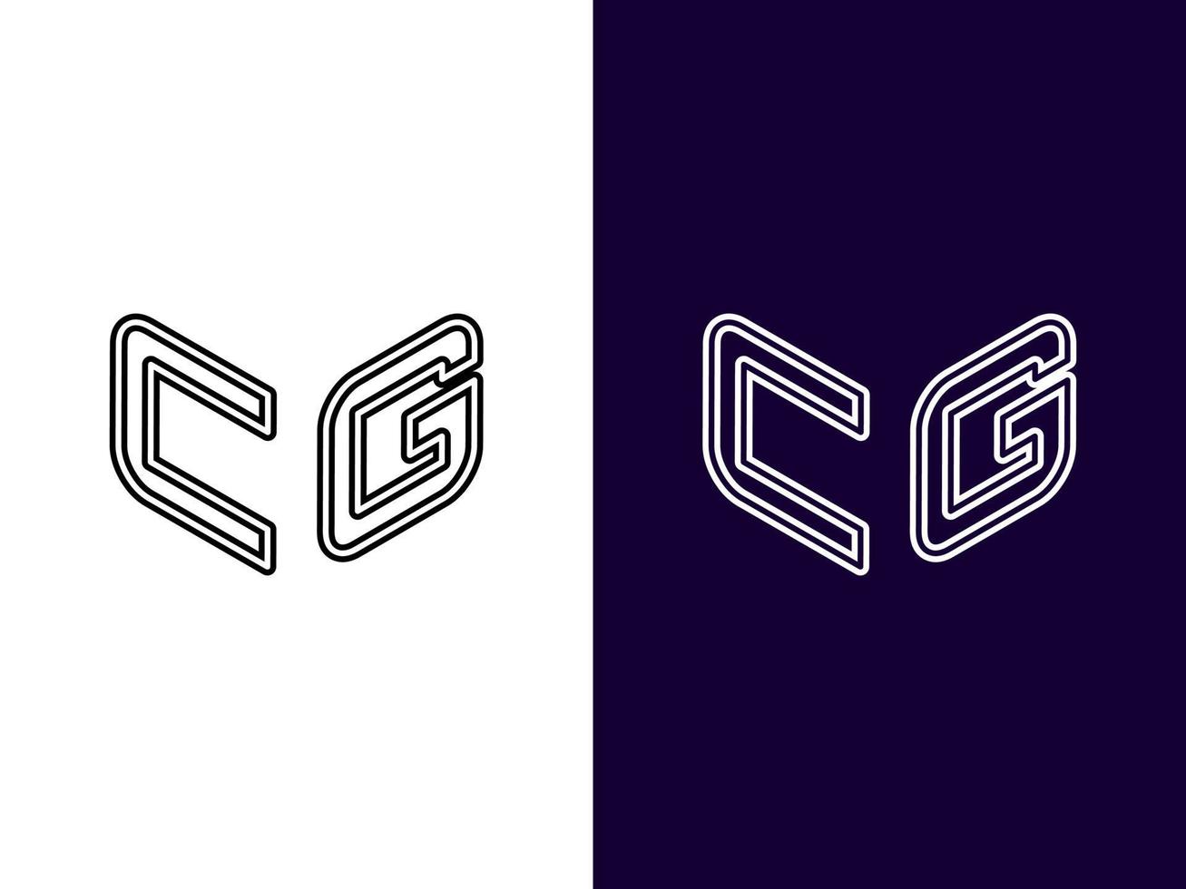 letra inicial cg design de logotipo 3d minimalista e moderno vetor