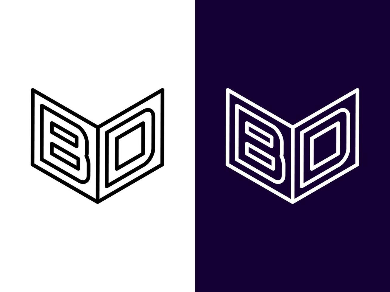 letra inicial bd design de logotipo 3d minimalista e moderno vetor