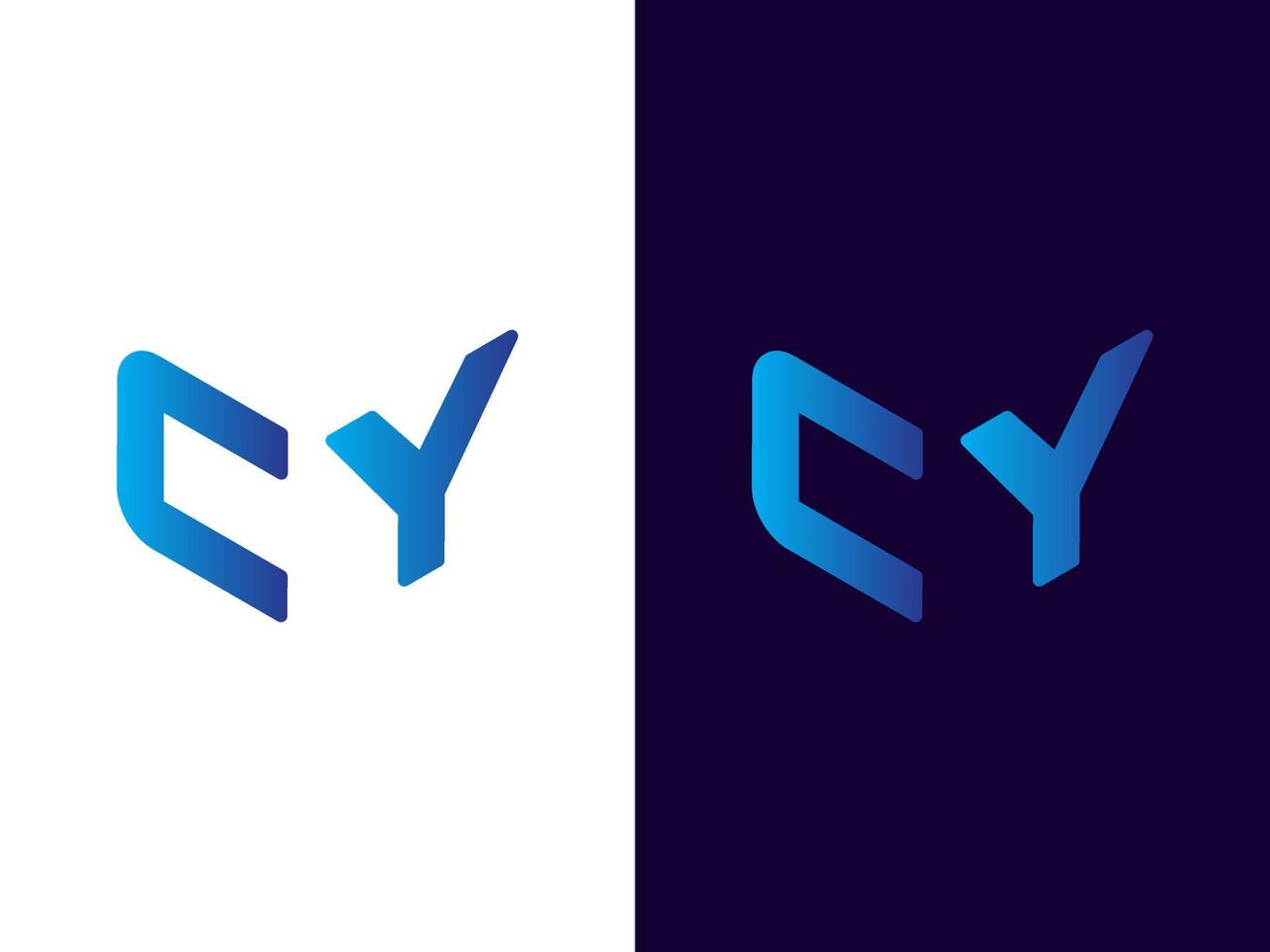 letra inicial cy design de logotipo 3d minimalista e moderno vetor