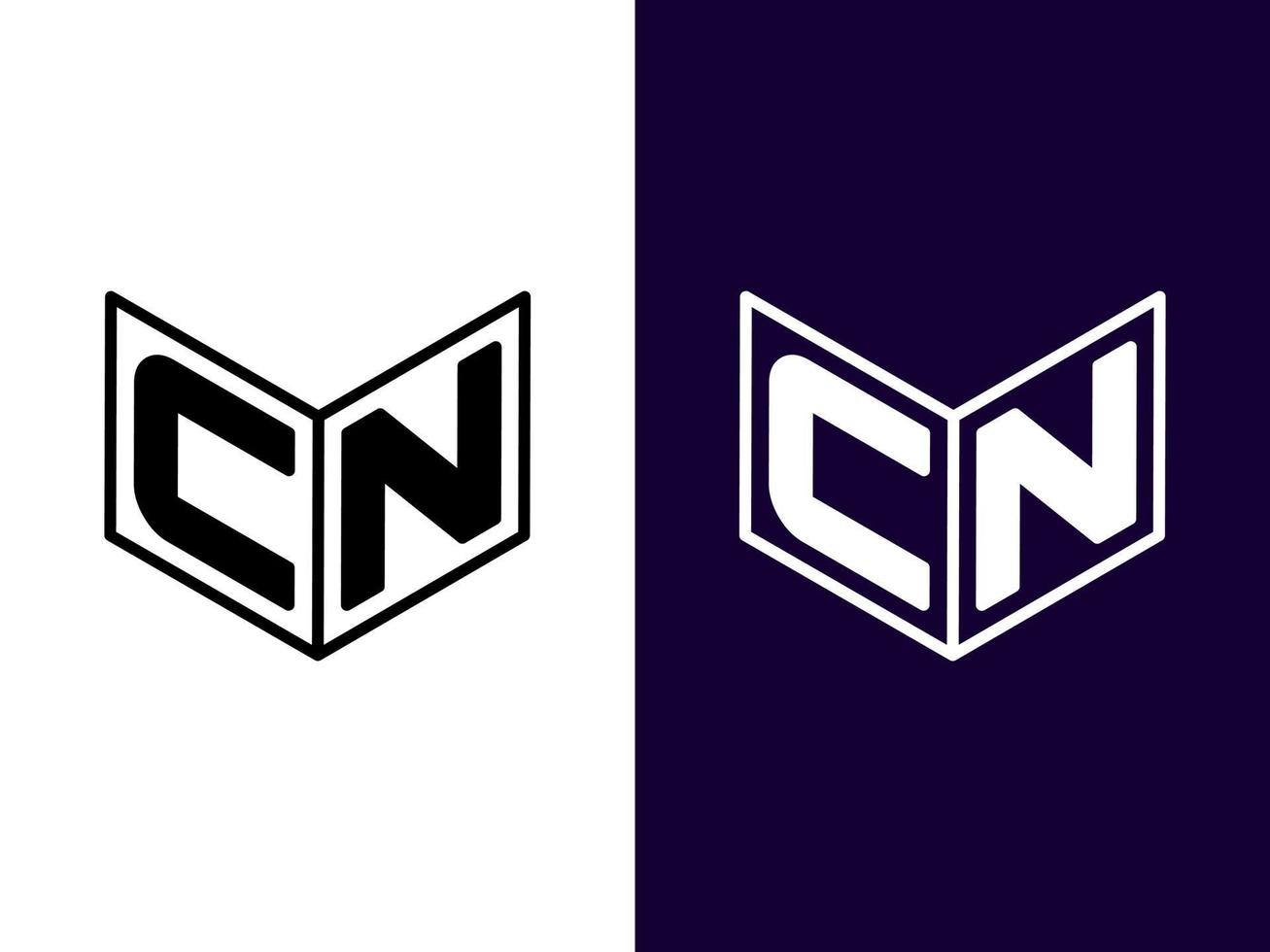 letra inicial cn design de logotipo 3d minimalista e moderno vetor