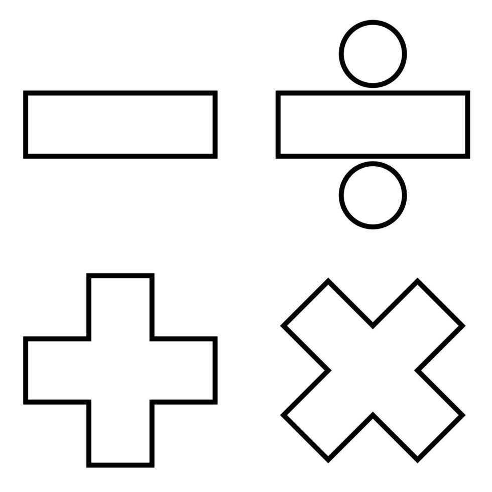 sinais de matemática ícone ilustração de cor preta estilo simples imagem simples vetor