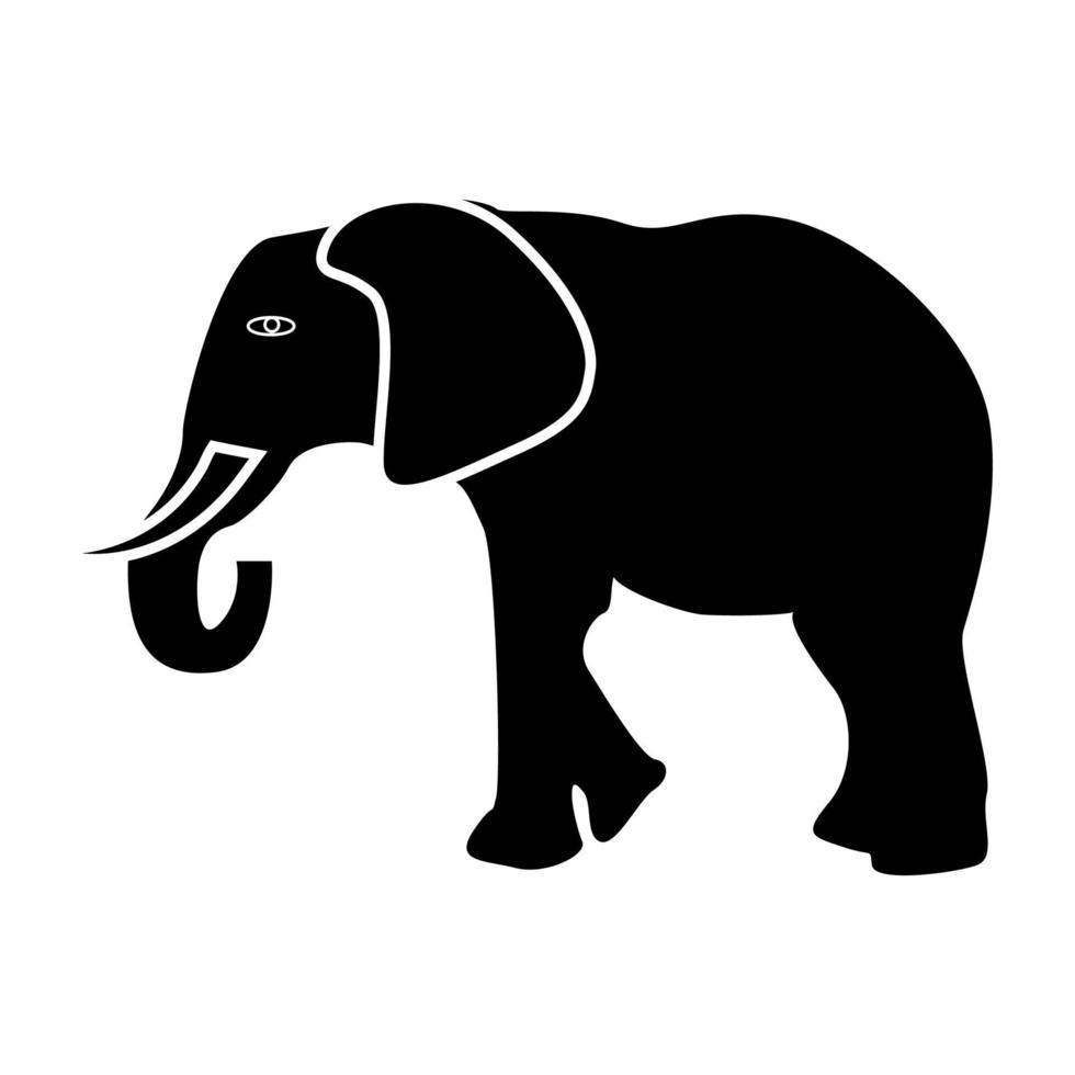 ícone de cor preta de elefante. vetor