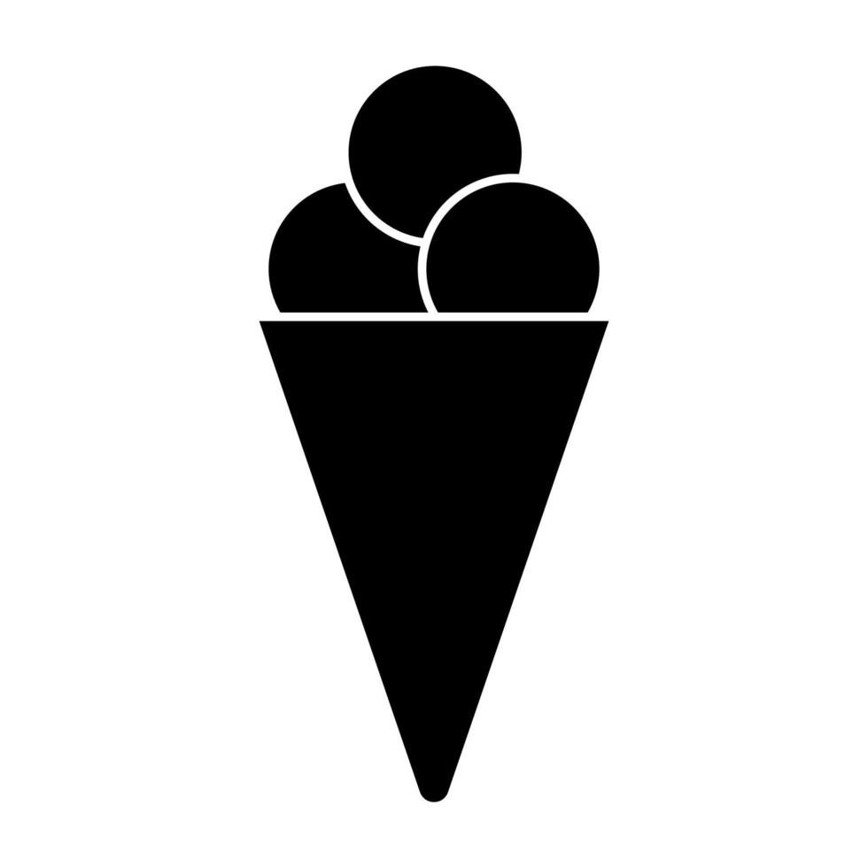 ícone de cor preta de casquinha de sorvete. vetor