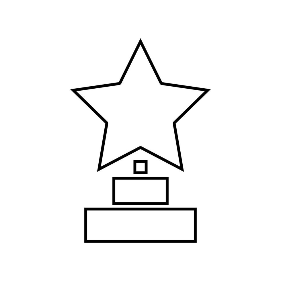 prêmio vencedor do troféu estrela é ícone preto. vetor