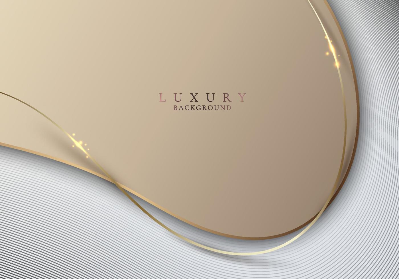modelo abstrato 3d forma de onda dourada e branca elegante com iluminação brilhante de linha de ouro brilhante em fundo limpo vetor