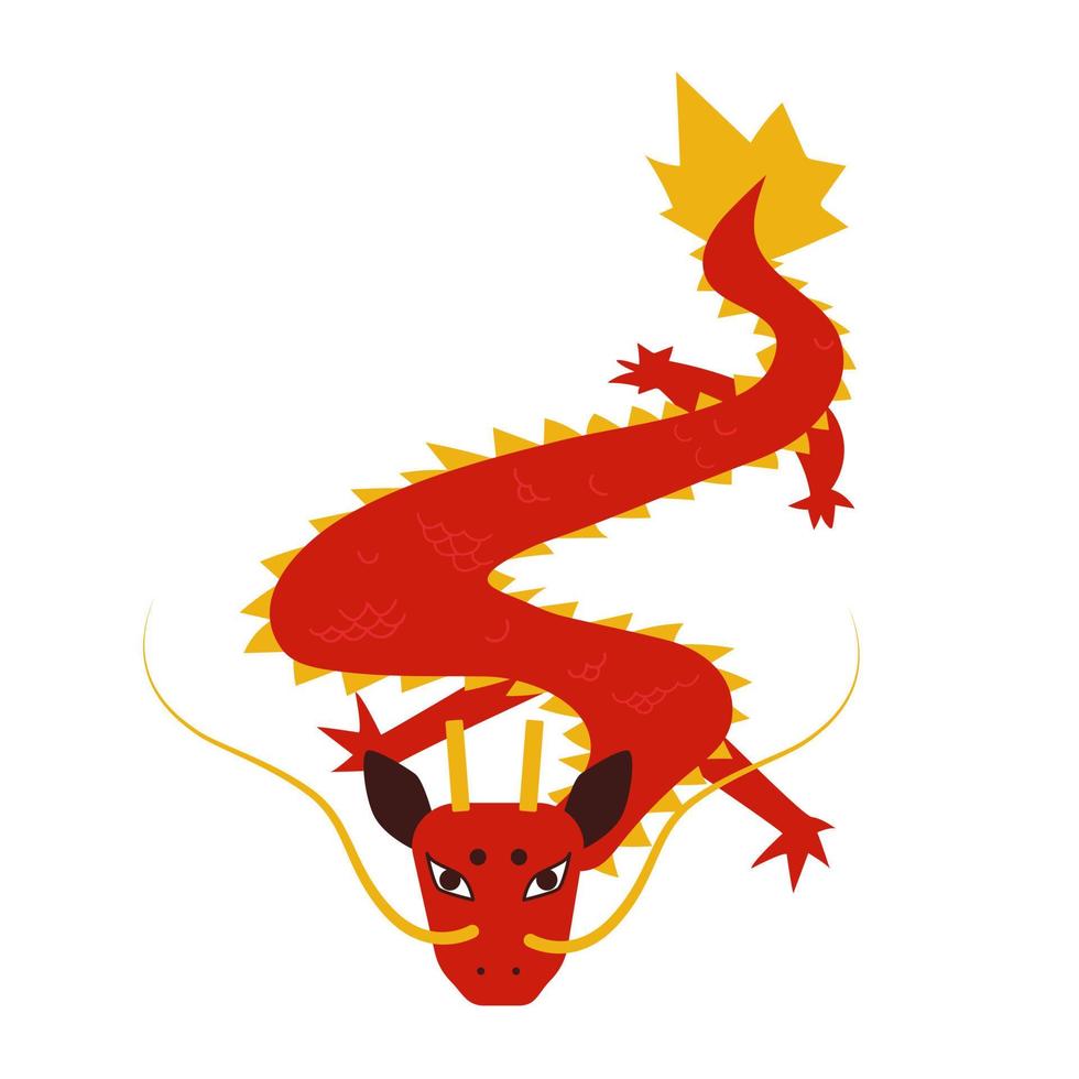 ilustração em vetor plana de dragão chinês vermelho isolado