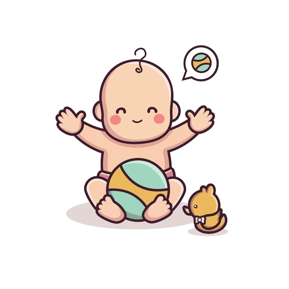 personagem de desenho animado bebê jogando bola vetor